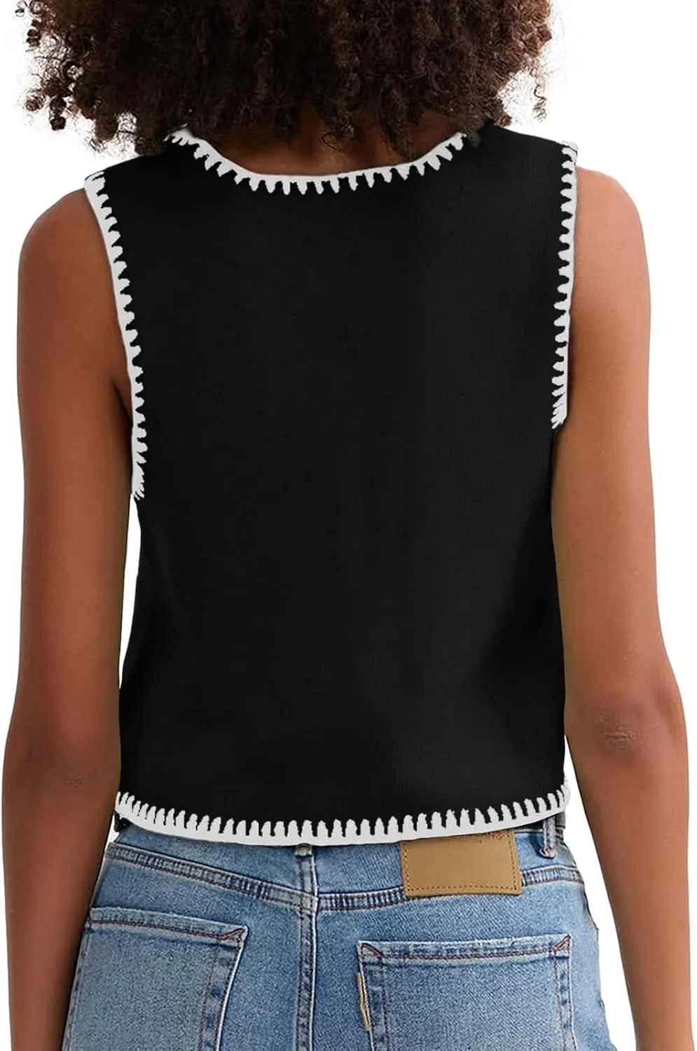Womens Sweater Vest Sleeveless Button Down Tank Tops Spring Summer Cropped Cardigan 2025 Knit Top