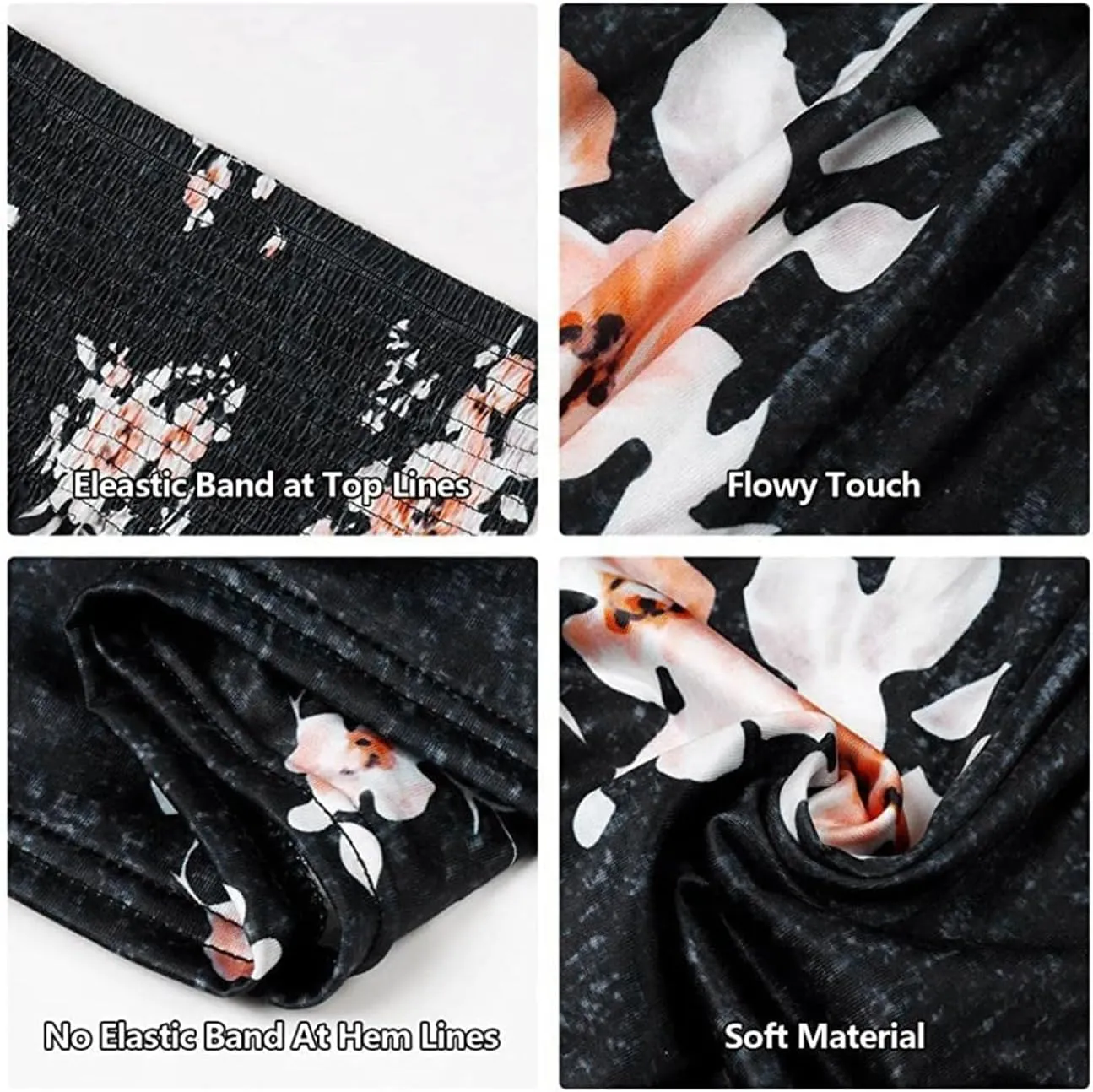 Women's Tube Tops Summer Casual Bandeau Tank Tops Floral Tanks Smocked Ruffled Backless Strapless Sleeveless Shirts