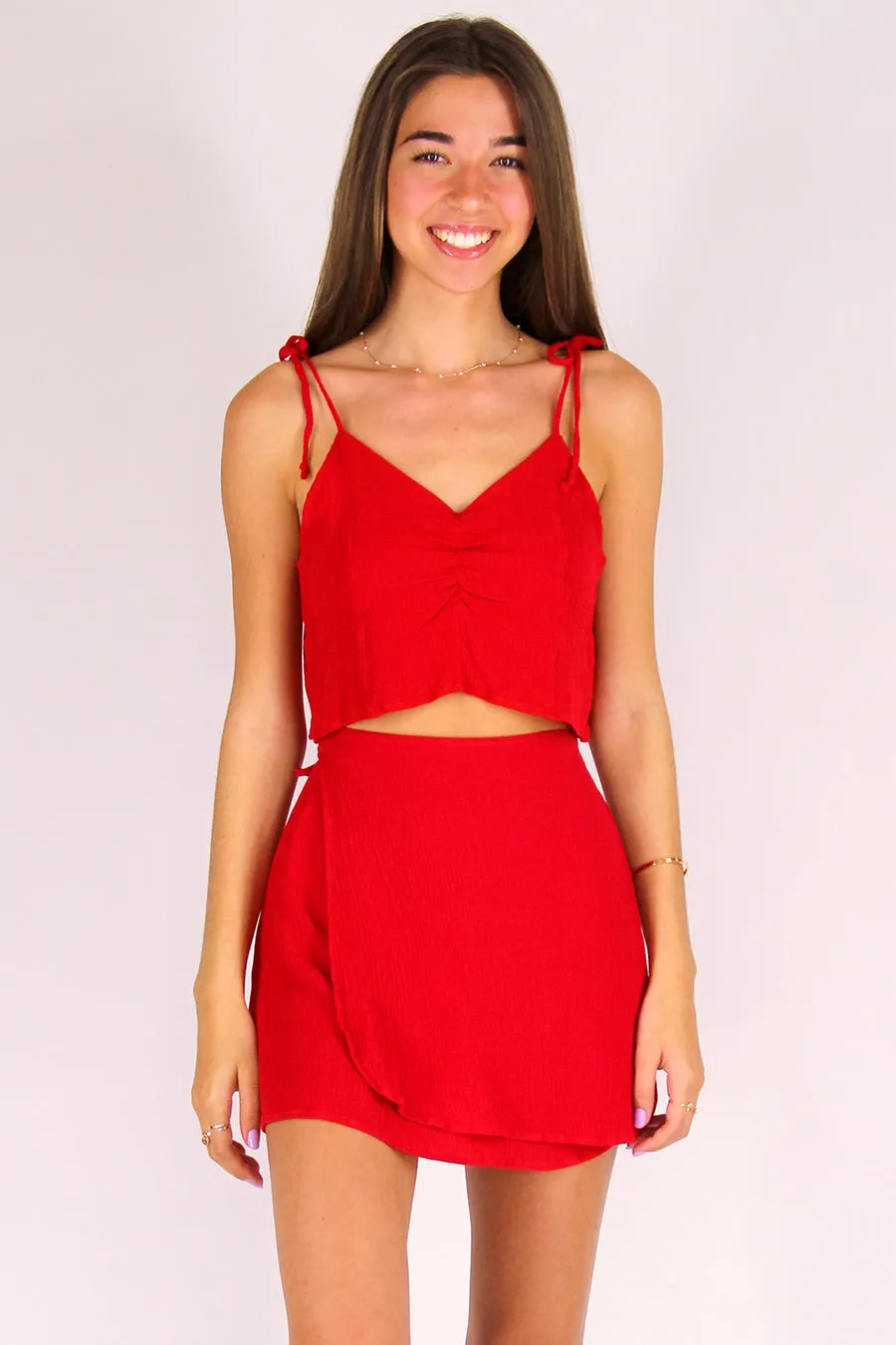 Wrap Skirt - Red Scrunchy