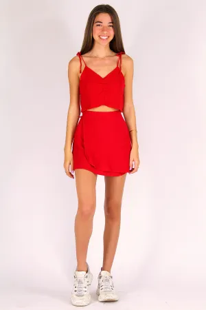 Wrap Skirt - Red Scrunchy